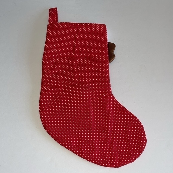 Vintage Dakin Red Dotted Reindeer Christmas Stocking - Picture 2 of 5
